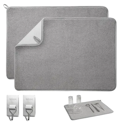 Produktbild von Abtropfmatte für Geschirr - Saugfähige Mikrofaser - Küchenzubehör - 45 cm x 60 cm - 2 Stück