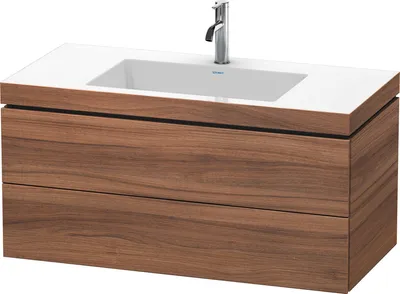Produktbild von Waschtischunterbau L-CUBE m WT Vero Air 500x1000x480mm 1 HL NB na 1 Hahnloch nussbaum natur