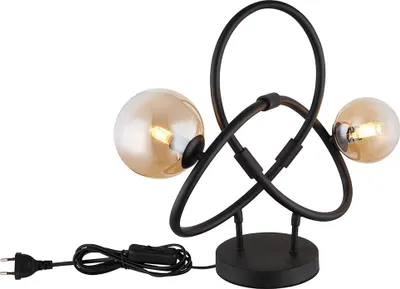 Produktbild von LED Tischleuchte, 2-flammig, Glas amber, schwarz, H 38,5 cm