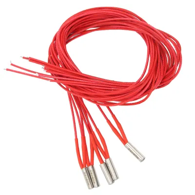 Imagen del producto de 5 resistencias calefactoras tipo cartucho, DC 24V, 40W, de acero inoxidable, 6x20mm, accesorio para impresora 3D, con cable de 1 metro (3.28 pies)