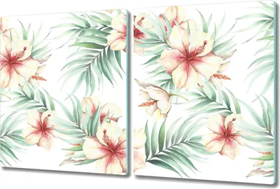 Produktbild von Glas Schneidebrett Herdabdeckplatten Schneideplatten - 2x 40x52 cm - Blumen Aquarell