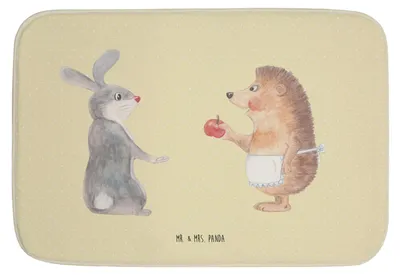 Produktbild von Mr. & Mrs. Panda Badematte Hase Igel - Gelb Pastell - Geschenk, Trösten, Lustige Sprüche, und, Badezimmerteppich, Badvorleger, Teppich Bad, Liebe Spruch, Badteppich