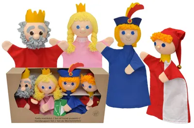 Obrázek produktu pro sada 4 ručních loutek Princ Král Královna 18,5 cm Pestrobarevné, 22759B