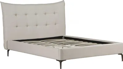 Produktbild von Gepolstertes Doppelbett aus Stoff "Aspen" 160 x 200 cm - Beige