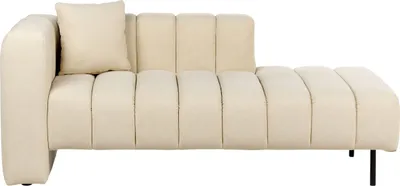 Obrázek produktu pro BELIANI Lenoška levá krémově bílá látkové čalounění čalounění černé nohy s polštářem moderní glamour design