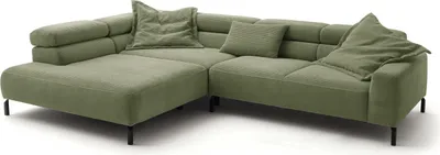 Produktbild von KAWOLA Sofa DELIA Ecksofa Cord olivgrün Recamiere links