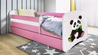 Produktbild von Kinderbett Jugendbett Panda 2 70x140, 80x160, 80x180 cm - Komplettset mit Schublade & Rausfallschutz