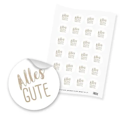 Produktbild von itenga 24x Sticker Aufkleber Alles Gute (Motiv 123) braun latte macchiato weiß