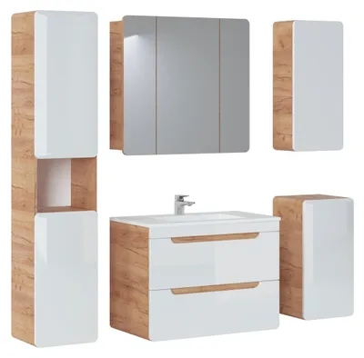 Immagine prodotto di Mobili da bagno di design Set di 5 pezzi mobile illuminazione lavabo