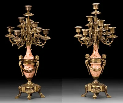 Produktbild von Casa Padrino Luxus Barock Kerzenhalter Set Messing / Beige Ø 25 x H. 55 cm - Handgefertigte Barockstil Bronze Kerzenständer - Barock Deko Accessoires - Barock Interior - Barock Möbel
