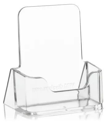 Produktbild von 10 Stück VITAdisplays Visitenkartenhalter, Visitenkartenständer, Visitenkarten-Aufsteller, Hochformat, transparent