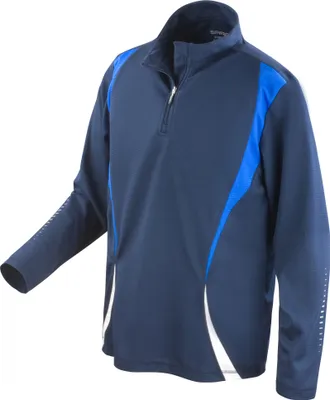 Image de Spiro débardeur unie d'entraînement / haut de sport Trial, fermeture éclair jusqu'à la poitrine RW1471 (Large) (Bleu marine/bleu roi/blanc)