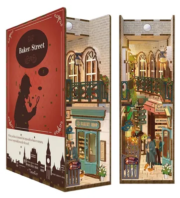 Produktbild von Book Nook Bausatz Sherlock Holmes Baker Street 3D Holz Puzzle mit LED Licht