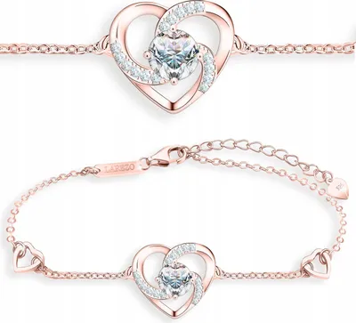 Produktbild von Vergoldetes Armband mit weißen Kristallen und Zirkonen in Herzform, Silber 925