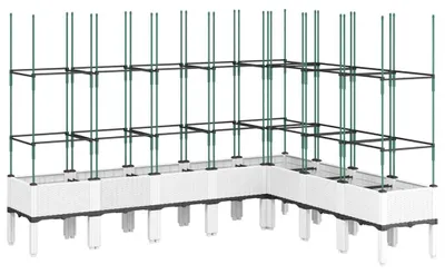 Produktbild von vidaXL Pflanzkübel mit Rankgitter Weiß 200x160x142,5 cm PP