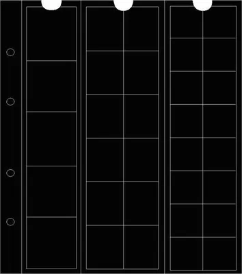 Produktbild von Prophila Collection 5 numismatische Münzhüllen, 5 Fächer bis 34, 12 bis 25 und 16 bis 17 mm Ø, mit 5 schwarzen Karton-Zwischenblättern