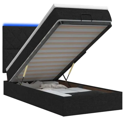 Obrázok produktu pre Postel s úložným priestorom a LED osvetlením, čierna, 80 x 200 cm, látka