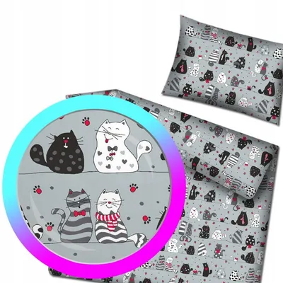 Image de Designpremium Parure de lit coton enfants chats 90x120