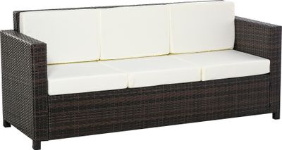 Sofa ogrodowa 860-095V01CW, sofa rattanowa, z poduszkami, 3-osobowa, 185 x 70 x 80 cm
