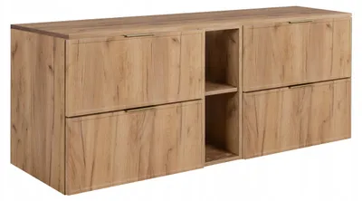 Zdjęcie produktu dla Szafka Łazienkowa Wisząca Stojąca Pod Umywalkę 180 Cm Dąb Regał Blat