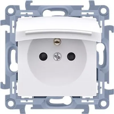 Imagen del producto de Enchufe individual, modelo IP44, con junta de estanqueidad, tapa de color blanco, 16A