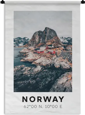 Produktbild von MuchoWow® Wandteppich Wandbehang Norwegen - Bergen - Skandinavien 120x180 cm Tapisserie Dekoration Wandtuch - Schlafzimmer - Dekorationen für das Haus