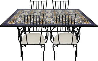 Immagine prodotto di AXI Leoni Set Bistrot da Balcone, 4 Sedie 1 Tavolo, Set Bistrò Veranda Mosaico Blu Mediterraneo - Set Bistro da Giardino, Tavolo Bistro per Giardino/Balcone/Terrazza