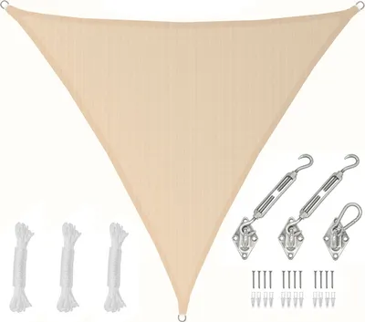 Produktbild von 2x2x2 UV Sonnensegel Dreieckig Atmungsaktiv - Sonnenschutz Segel mit Befestigung