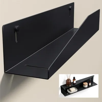 Produktbild von doporro Duschablage ohne Bohren 50 cm, Duschregal Schwarz Montage zum Kleben oder Bohren, rostfreier Badezimmer Organizer , Badewanne&Küche, Reglo-15