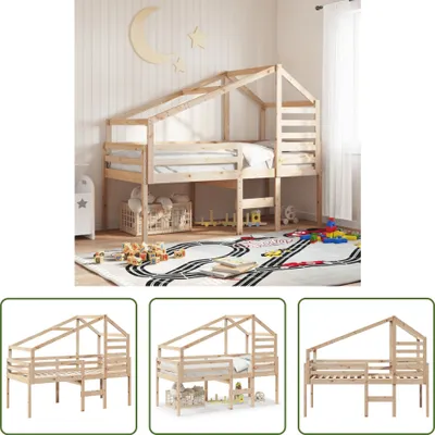 Produktbild von The Living Store Hochbett mit Dach 80x200 cm Massivholz Kiefer