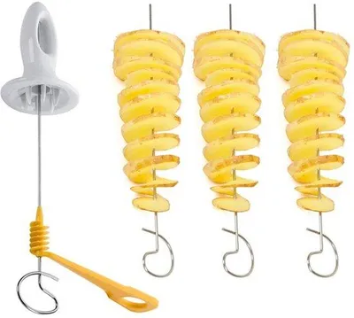 Obrázek produktu pro Unyqoos® Ruční spirálový kráječ z nerezové oceli – pro přípravu spirál z brambor a zeleniny, kompaktní a přenosný