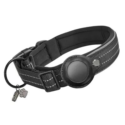 Produktbild von Vulpes Goods Hundehalsband, Apple Airtag Halsband für Hunde, Reflektierendes, Kratzerfest und wasserdicht, Mit 2 Zubehör, 30.5-36 CM, S