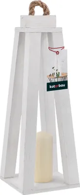 Produktbild von KOTARBAU® Holzlaterne Weiß 13,5 x 13,5 x 34 cm Gartenlaterne Holz Laterne draußen & drinnen Laterne Wohnzimmer für Blumen und Kerzen Laternen Hochzeit