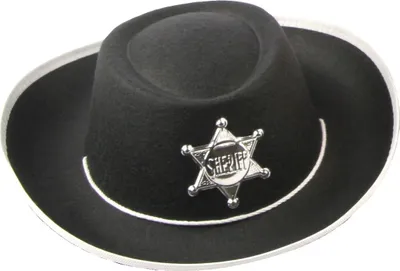 Produktbild von Schwarzer Kinder Cowboyhut für Jungen und Mädchen, Größe 54, mit Sheriffstern