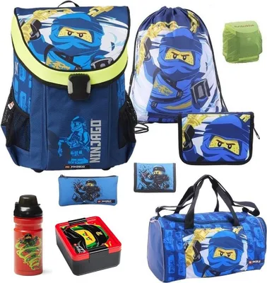Produktbild von Lego Ninjago Schulranzen Set 9tlg. EASY Ranzen 1. Klasse mit Federmappe und Sporttasche Ninja Jay Blau