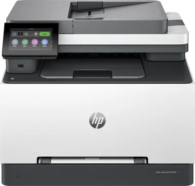 A front view of an HP Color LaserJet Pro MFP 3302fdwg printer on a white background.