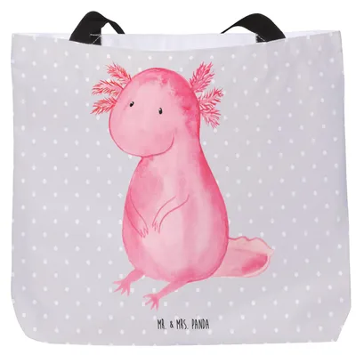 Produktbild von Mr. & Mrs. Panda Reisetasche Axolotl Niedlich - Grau Pastell - Geschenk, Freundin, Stoffbeutel, Laptoptasche, Einkaufstasche, studententasche, Fröhlich, Zufrieden, Tasche