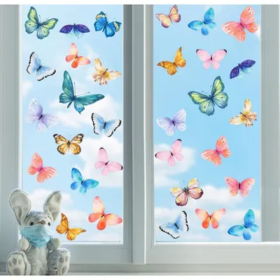 Image de Autocollants muraux, papillons, 31 pièces, vinyle, couleurs vives, pour chambre de bébé ou chambre de fille