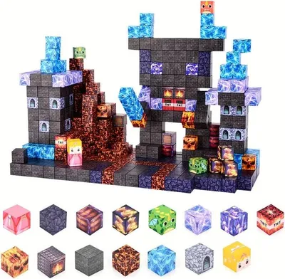 Obrázek produktu pro Magnetická sada kostek Minecraft 100ks + 3 figurky.