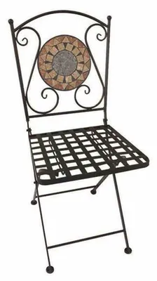 Image de Chaise pliante Prato Structure acier noir mat, surface céramique multicolore