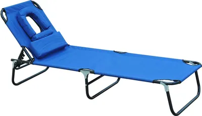 Produktbild von Sonnenliege Gartenliege Relaxliege mit Gesichtsöffnung & Lesefenster, faltbare Dreibeinliege für Garten Terrasse Strand & Camping, Blau