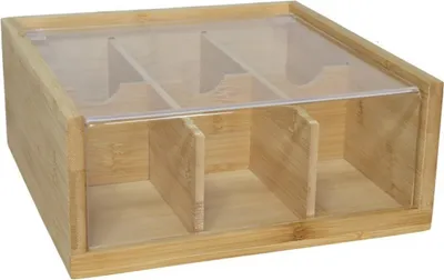 Produktbild von Gerimport Teebox - braun - 6 Facher - Holz - 21 x 22 x 9 - mit Deckel