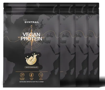 Produktbild von GYMTRAIL® Veganes Eiweißpulver aus Erbsenprotein 2000g | Pflanzliches Proteinpulver mit essenziellen Aminosäuren | Ohne Soja und Süßungsmittel mit Birkenzucker | White Chocolate