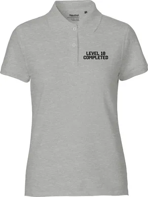Produktbild von Huuraa Damen Polo Shirt Level 18 Completed XL Sport Grey Bio Baumwolle Fairtrade Poloshirt Geschenkidee