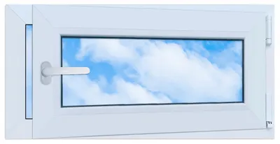 Produktbild von PVC-Fenster weiß 80x40 RECHTS, es 800x400 mm Dreh-Kipp-Fenster, doppelt verglast