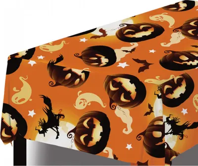 Produktbild von Kinderfreundliche Happy Halloween Kürbis Tischdecke als Dekoration