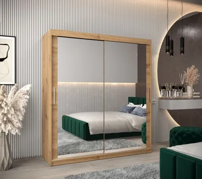 Produktbild von Schwebetürenschrank mit einer Breite von 180 cm TIMEA 3 – Eiche Artisan