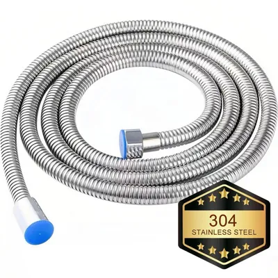 Image de Tuyau de douche en acier inoxydable, flexible, de 5 mètres, anti-torsion, avec raccordement de 1/2 pouce