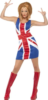 Image de Smiffys - Costume "Ginger Power" pour femme SM319 (XL) (Bleu roi/rouge/blanc)