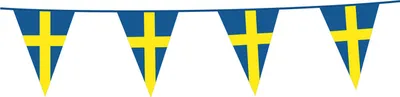 Produktbild von Wimpelkette Schweden, 10 Meter lang, wetterfest, mit 20x30 cm großen Wimpeln